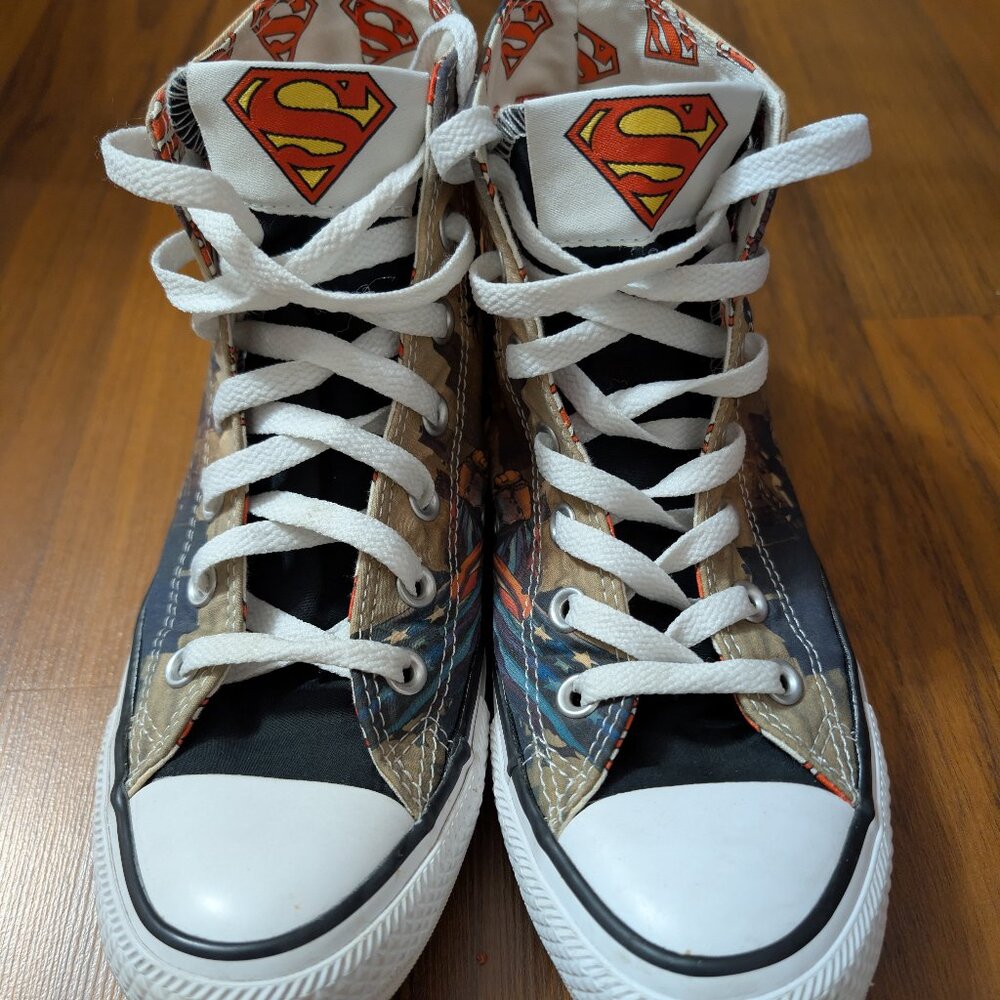 CONVERSE ALL STAR Superman DC Comics High Top Sneakers W 8 / M 6 Canvas Shoes - Picture 3 of 8